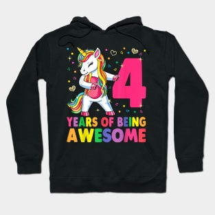 4 Years Old Unicorn Flossing 4Th Birthday Girl Unicorn Party Hoodie